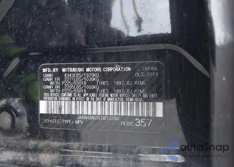 2020 Mitsubishi Outlander Sport 2.0 Se Awc z USA, uszkodzony, nr VIN JA4AR3AU7LU012280